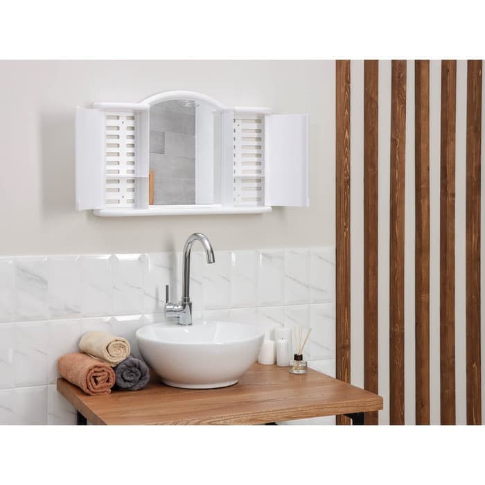 Шкафчик зеркальный для ванной комнаты «Арго», подвесной, снежно-белый