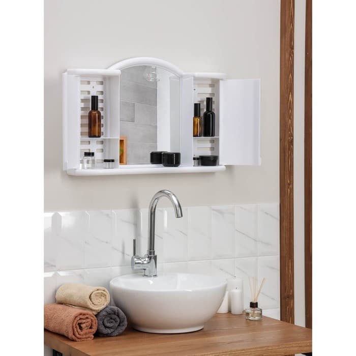 Шкафчик зеркальный для ванной комнаты «Арго», подвесной, снежно-белый