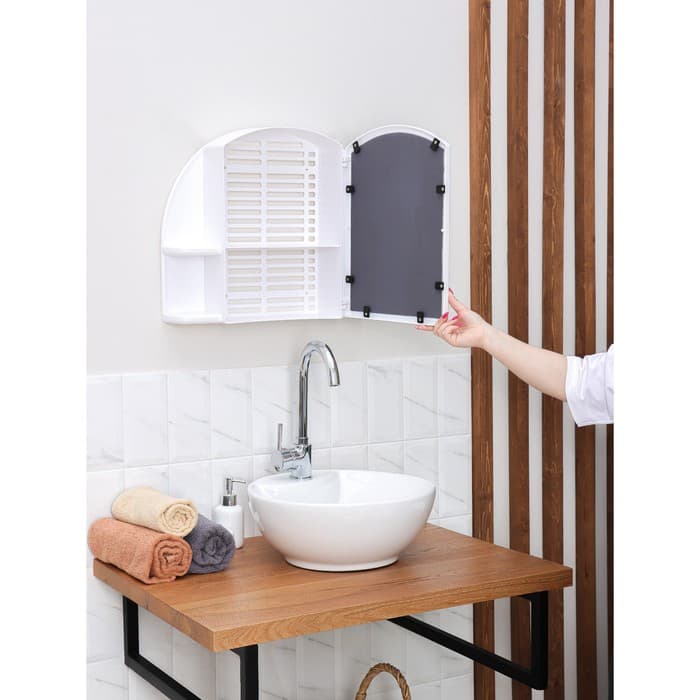 Шкафчик для ванной комнаты с зеркалом «Орион», подвесной, снежно-белый