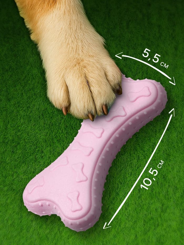 Плавающая игрушка для собак Пижон Premium «Косточки», 10.5×5.5×2 см, вспененный TPR, розовая