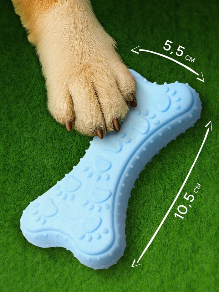 Плавающая игрушка для собак Пижон Premium «Лапки», 10.5×5.5×2 см, вспененный TPR, голубая