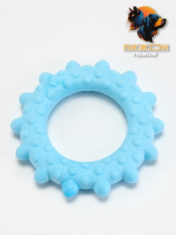 Плавающая игрушка для собак Пижон Premium «Кольцо с шипами», 8 см, вспененный TPR, голубая