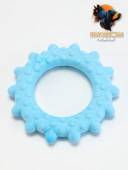 Плавающая игрушка для собак Пижон Premium «Кольцо с шипами», 8 см, вспененный TPR, голубая