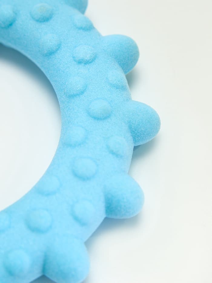 Плавающая игрушка для собак Пижон Premium «Кольцо с шипами», 8 см, вспененный TPR, голубая