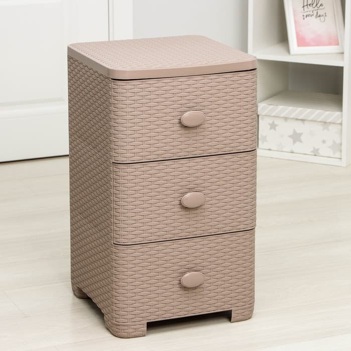 Комод 3-х секционный «Плетёнка», 37.5×36×63 см, цвет какао