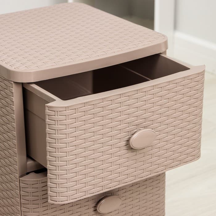 Комод 3-х секционный «Плетёнка», 37.5×36×63 см, цвет какао