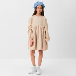 Платье для девочки MINAKU: Casual Collection, бежевое, рост 104-110 см