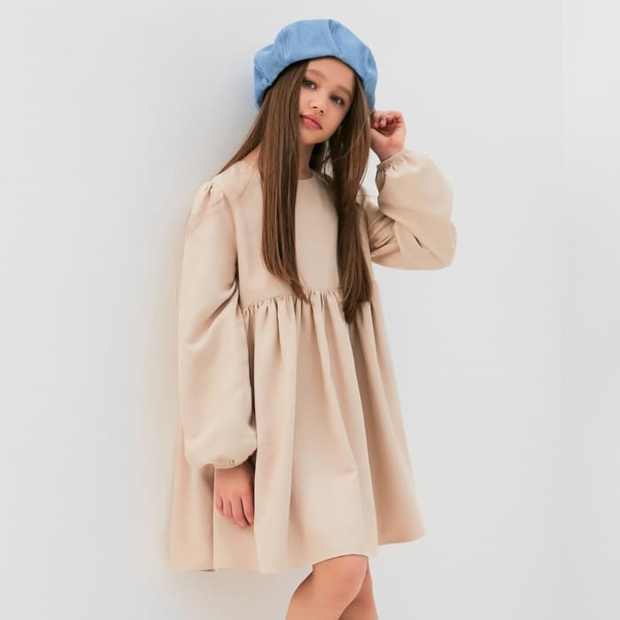 Платье для девочки MINAKU: Casual Collection, бежевое, рост 104-110 см