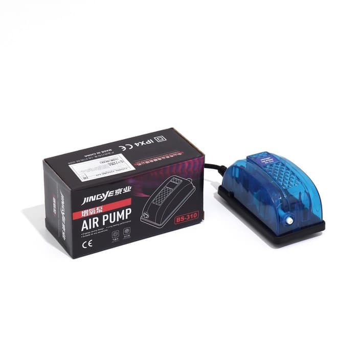 Компрессор для аквариума JINGYE BS-310, прозрачный корпус, 3 л/мин, 2.5 Вт