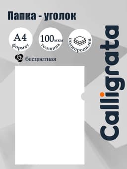 Папка-уголок А4, 100 мкм, Calligrata, эконом, прозрачная, бесцветная
