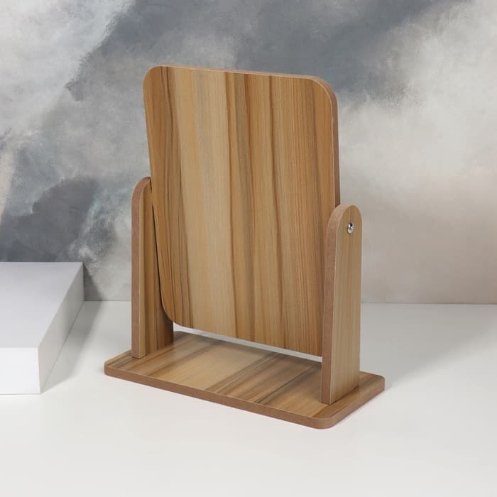 Зеркало настольное BAMBOO, зеркальная поверхность 17.5×12.5 см, бежевое