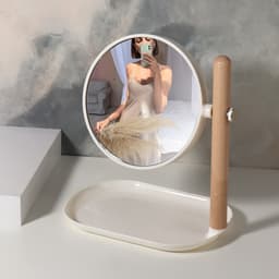 Зеркало с подставкой, с увеличением х2, двустороннее, 20×25×15.5 см, (d=14.5 см), белое