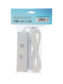 Удлинитель сетевой Luazon Lighting, 3 розетки, 1.8 м, 10 А, 2200 Вт, заземление, выключатель, белый