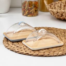 Маслёнка Heaven, 15.5×11.5×7 см, бамбук, крышка пластик, белая