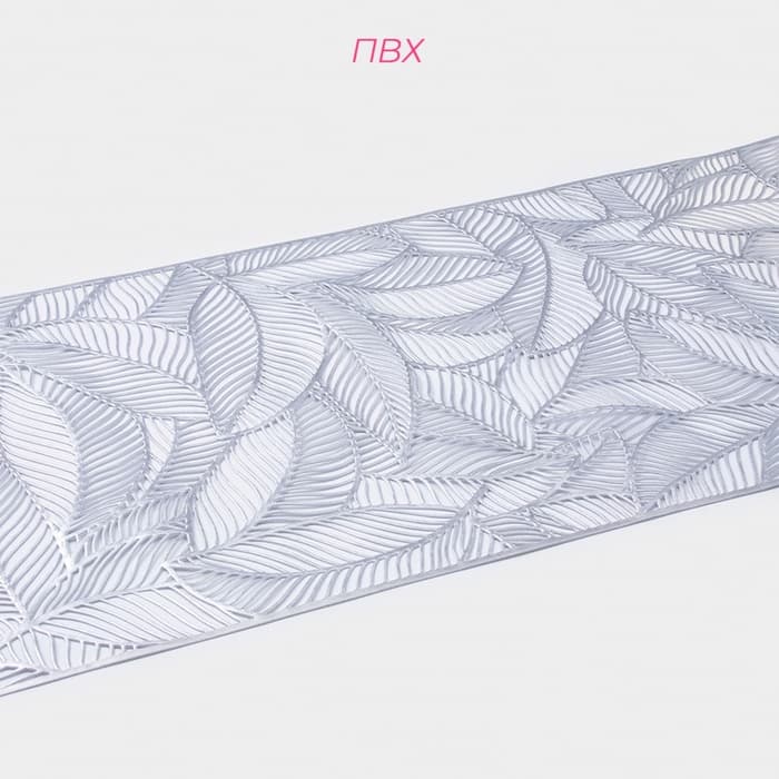 Дорожка на стол Доляна «Листопад», 30×150 см, серебряная