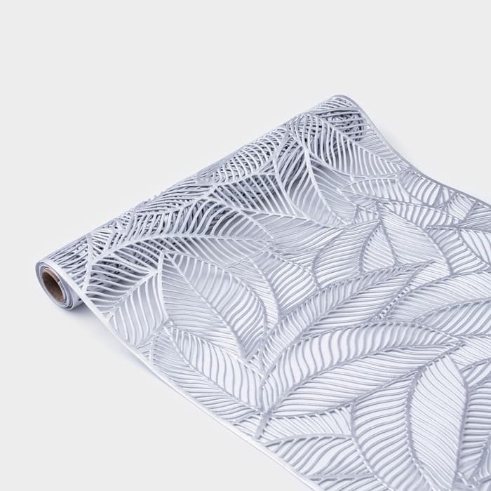 Дорожка на стол Доляна «Листопад», 30×150 см, серебряная