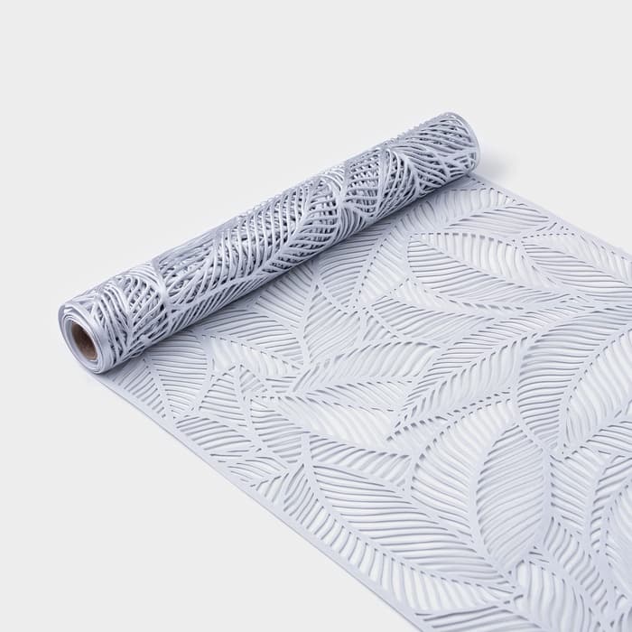 Дорожка на стол Доляна «Листопад», 30×150 см, серебряная