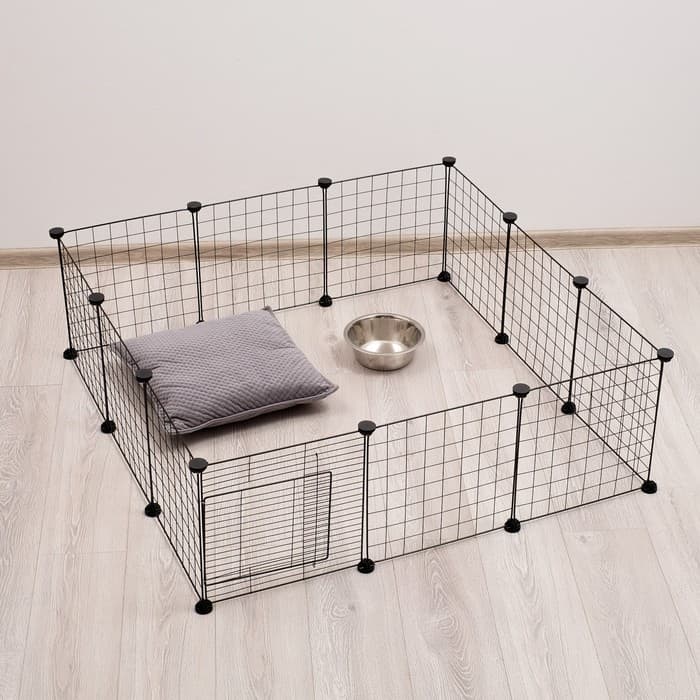 Вольер, 105×105×35 см, 12 секций, звено 35×35 см, металл, чёрный