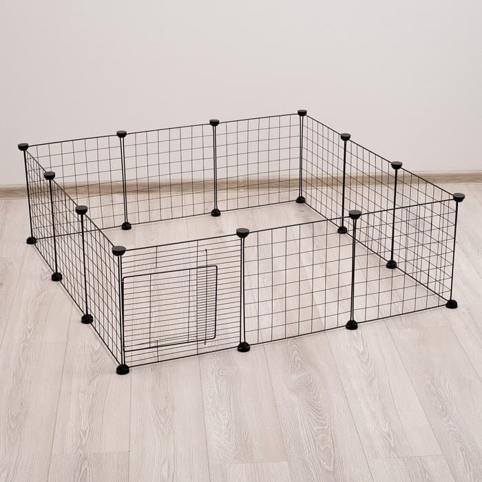 Вольер, 105×105×35 см, 12 секций, звено 35×35 см, металл, чёрный
