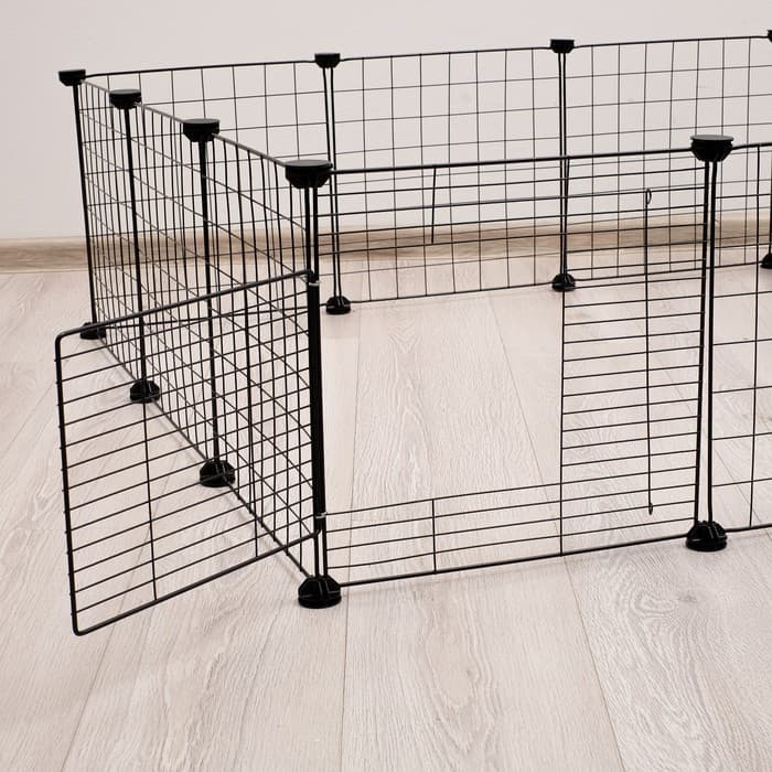 Вольер, 105×105×35 см, 12 секций, звено 35×35 см, металл, чёрный