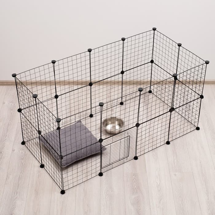 Вольер, 210×210×35 см, 24 секции, звено 35×35 см, металл, чёрный