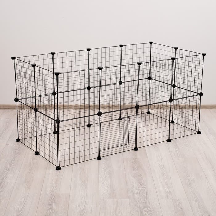 Вольер, 210×210×35 см, 24 секции, звено 35×35 см, металл, чёрный