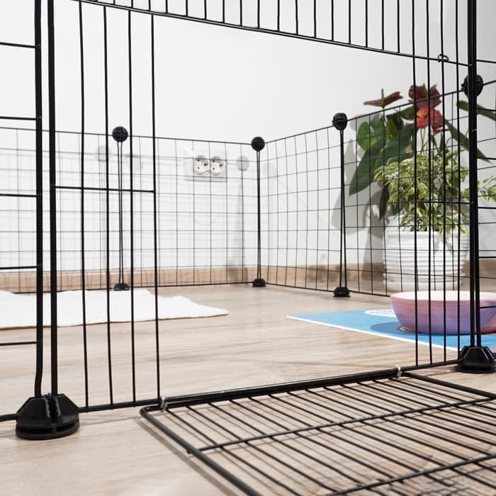 Вольер, 210×210×35 см, 24 секции, звено 35×35 см, металл, чёрный