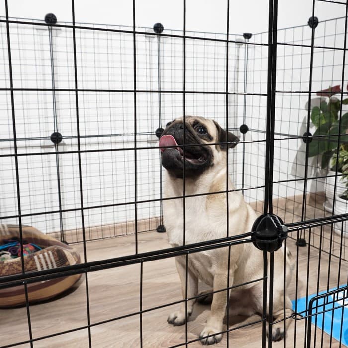 Вольер, 210×210×35 см, 24 секции, звено 35×35 см, металл, чёрный