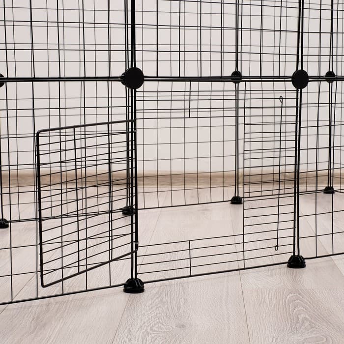 Вольер, 210×210×35 см, 24 секции, звено 35×35 см, металл, чёрный