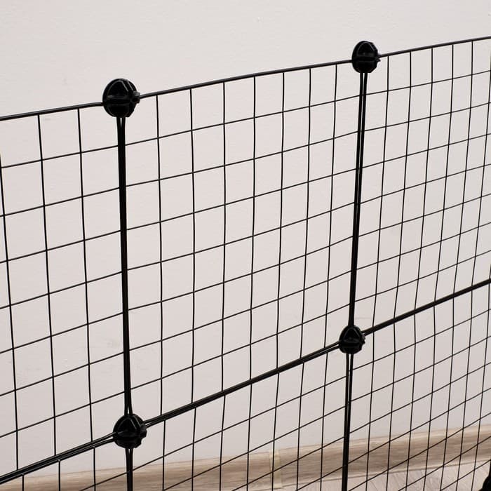 Вольер, 210×210×35 см, 24 секции, звено 35×35 см, металл, чёрный