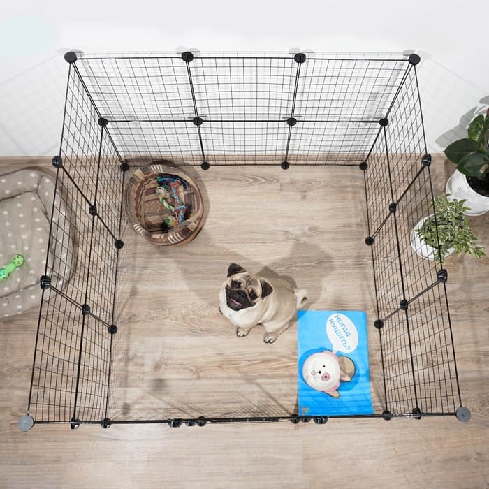 Вольер, 210×210×35 см, 24 секции, звено 35×35 см, металл, чёрный