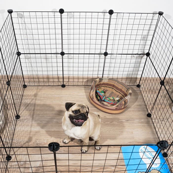 Вольер, 210×210×35 см, 24 секции, звено 35×35 см, металл, чёрный