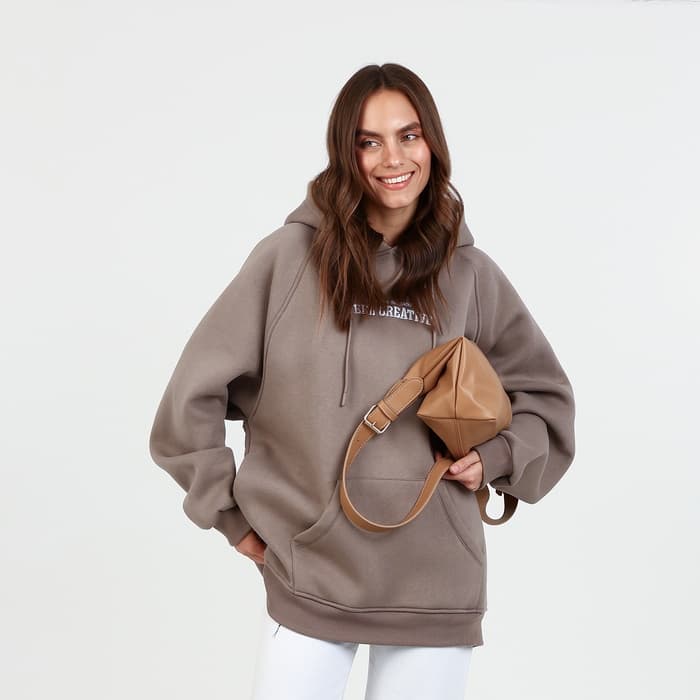 Сумка - мешок женская на молнии, 30×12×19 см, бежевая