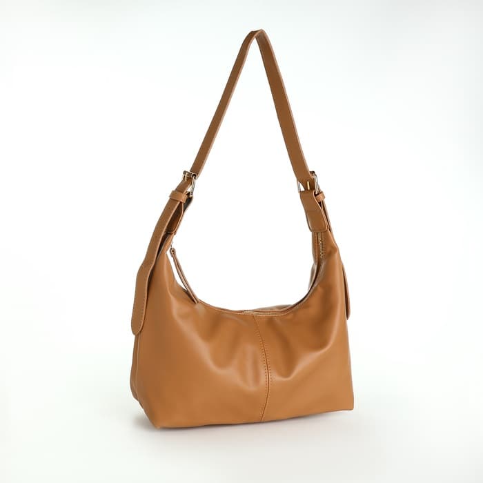 Сумка - мешок женская на молнии, 30×12×19 см, бежевая