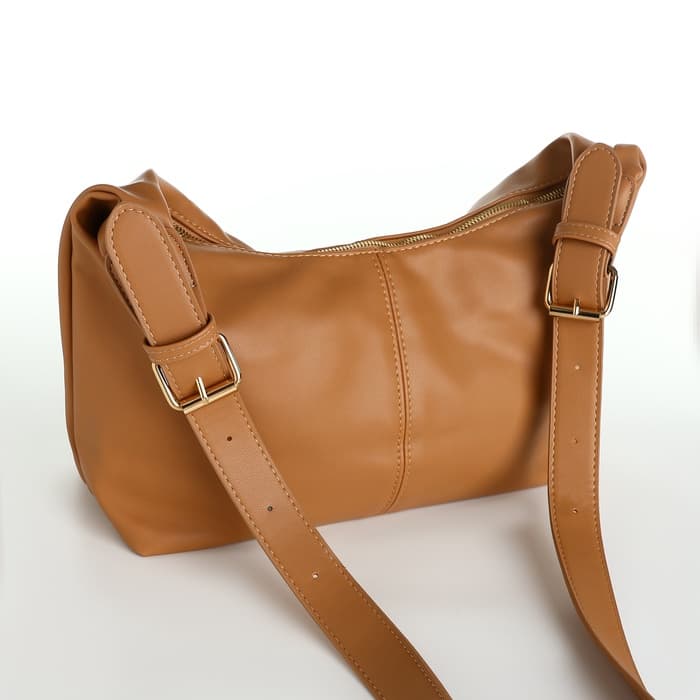 Сумка - мешок женская на молнии, 30×12×19 см, бежевая