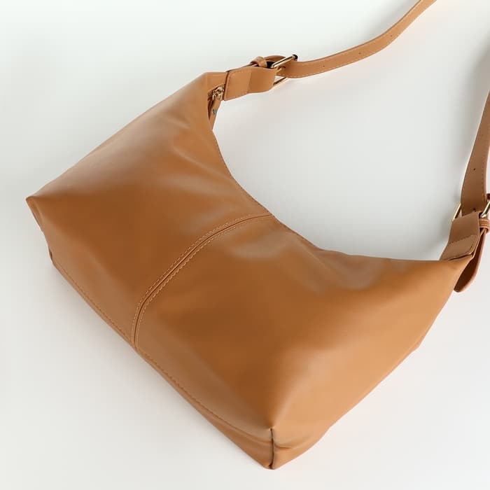 Сумка - мешок женская на молнии, 30×12×19 см, бежевая