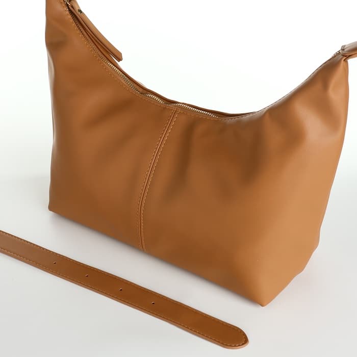 Сумка - мешок женская на молнии, 30×12×19 см, бежевая