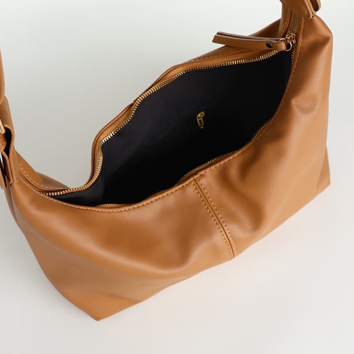 Сумка - мешок женская на молнии, 30×12×19 см, бежевая