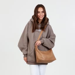 Сумка - мешок женская на молнии, 30×12×19 см, бежевая