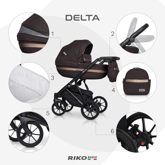 Коляска 2 в 1 Riko Delta, цвет chocolate