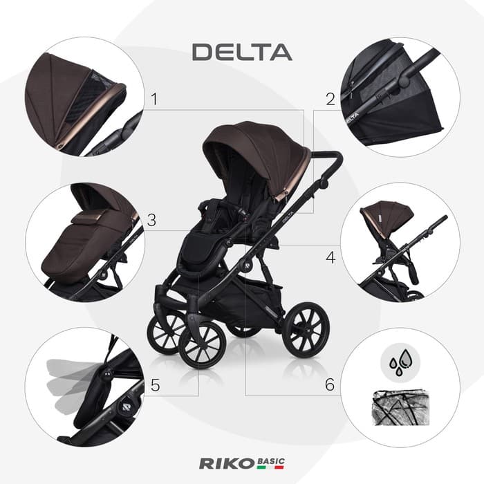 Коляска 2 в 1 Riko Delta, цвет chocolate