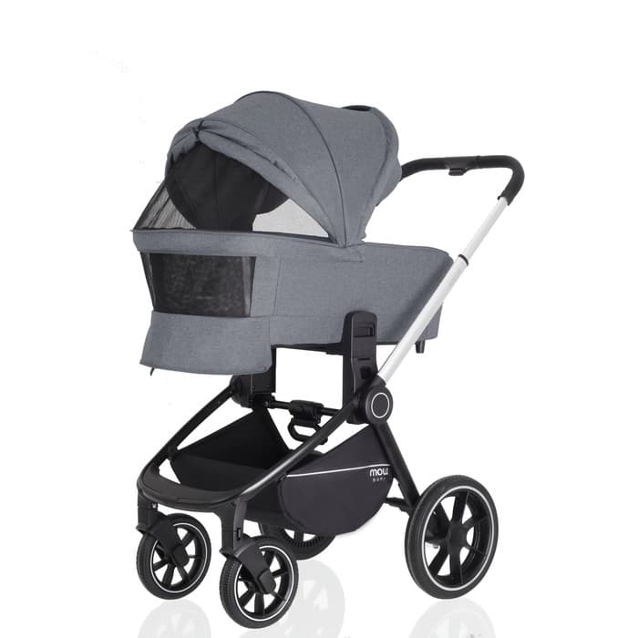 Коляска 3 в 1 Mowbaby Zoom Pu RA087, цвет silver grey
