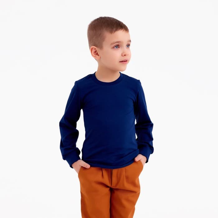 Лонгслив детский MINAKU: Basic line, тёмно-синий, рост 110 см