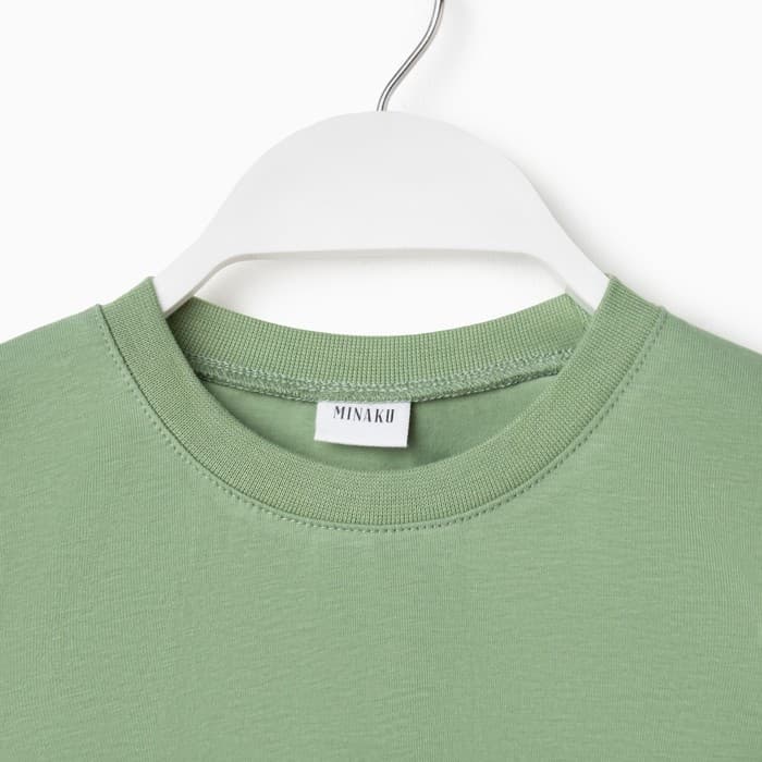 Лонгслив детский MINAKU Basic line, оливковый, рост 122 см