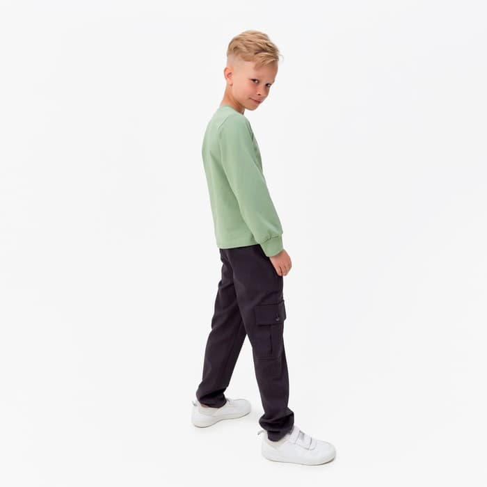 Лонгслив детский MINAKU Basic line, оливковый, рост 122 см