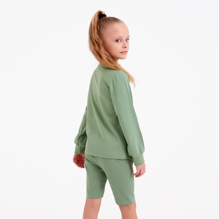 Лонгслив детский MINAKU Basic line, оливковый, рост 122 см