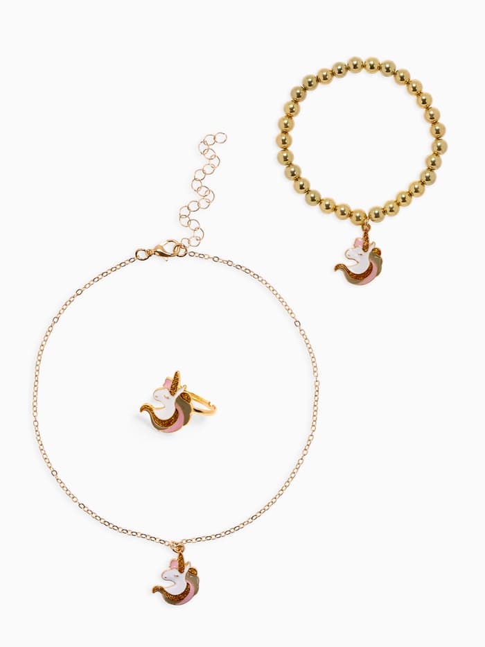 Набор детских украшений «Выбражулька. Единороги», 3 предмета: кулон, браслет, кольцо, разноцветный в золоте