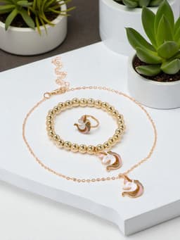 Набор детских украшений «Выбражулька. Единороги», 3 предмета: кулон, браслет, кольцо, разноцветный в золоте