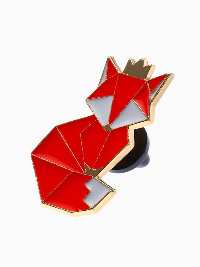 Значок «Графичные животные», лиса, оранжево-белый в золоте