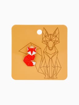 Значок «Графичные животные», лиса, оранжево-белый в золоте